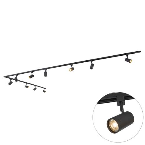 Chytrý kolejnicový systém černý 1-fázový 10-světlo vč. Wifi GU10 - Jeana